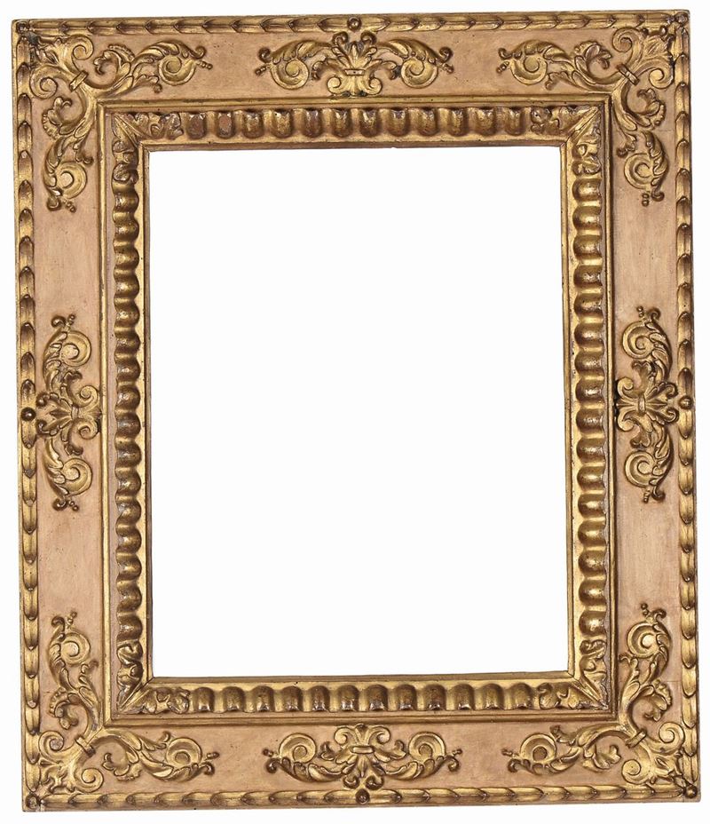 Cornice a cassetta intagliata, laccata e dorata, Emilia XVII secolo  - Auction Antique Frames - Cambi Casa d'Aste