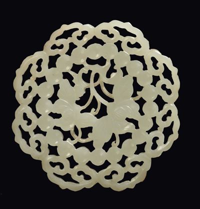 Placca Traforata in Giada Bianca, Cina, Dinastia Qing, XIX Secolo