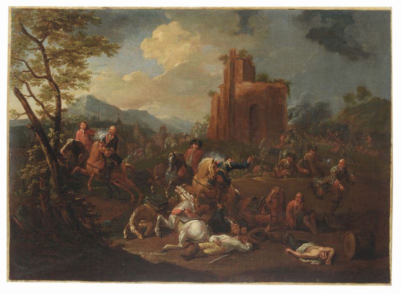 Scuola Francese del XVIII secolo Battaglia  - Auction Old Masters Paintings - Cambi Casa d'Aste