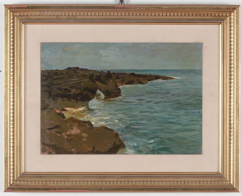 Carlo Passigli (1881-1953) Marina con rocce  - Auction 19th and 20th Century Paintings - Cambi Casa d'Aste