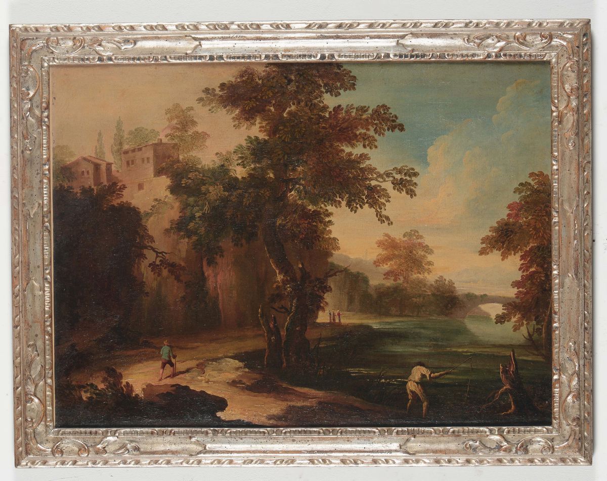 Anonimo Veneto del XVIII Secolocoppia di Paesaggi con Figure
