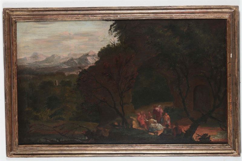Scuola del XVIII secolo Paesaggio con figure  - Auction Old Masters Paintings - Cambi Casa d'Aste