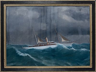 Antonio De Simone (1851-1907)ritratto dello Steam Yacht Beryl in Mare Aperto