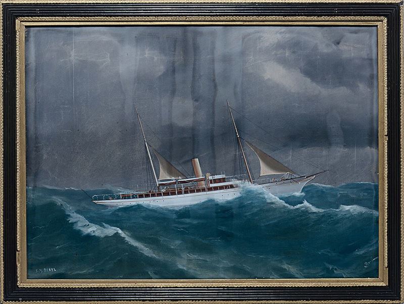 Antonio De Simone (1851-1907) Ritratto dello Steam Yacht Beryl in mare aperto  - Asta Arte Marinara e Strumenti Scientifici - Cambi Casa d'Aste