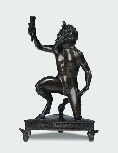 Candeliere in Bronzo Fuso e Cesellato a Forma di Satiro, Bottega Padovana Ambito del Riccio, XVI ...