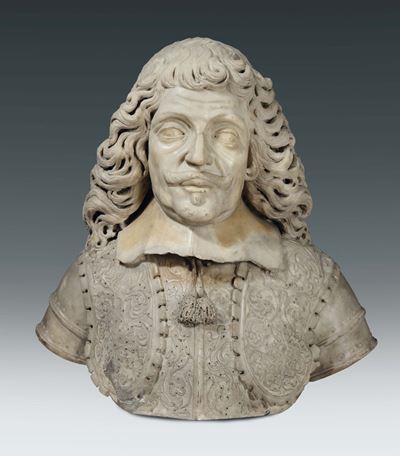 Busto in Marmo di Gentiluomo, Arte Spagnola del XVII Secolo