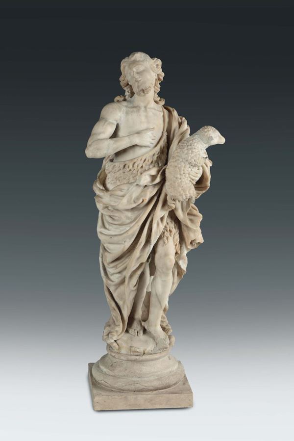 S.Giovanni Battista, scultura in alabastro, scultore di ambito gaginesco, Italia meridionale, probabilmente Sicilia, XVI-XVII secolo