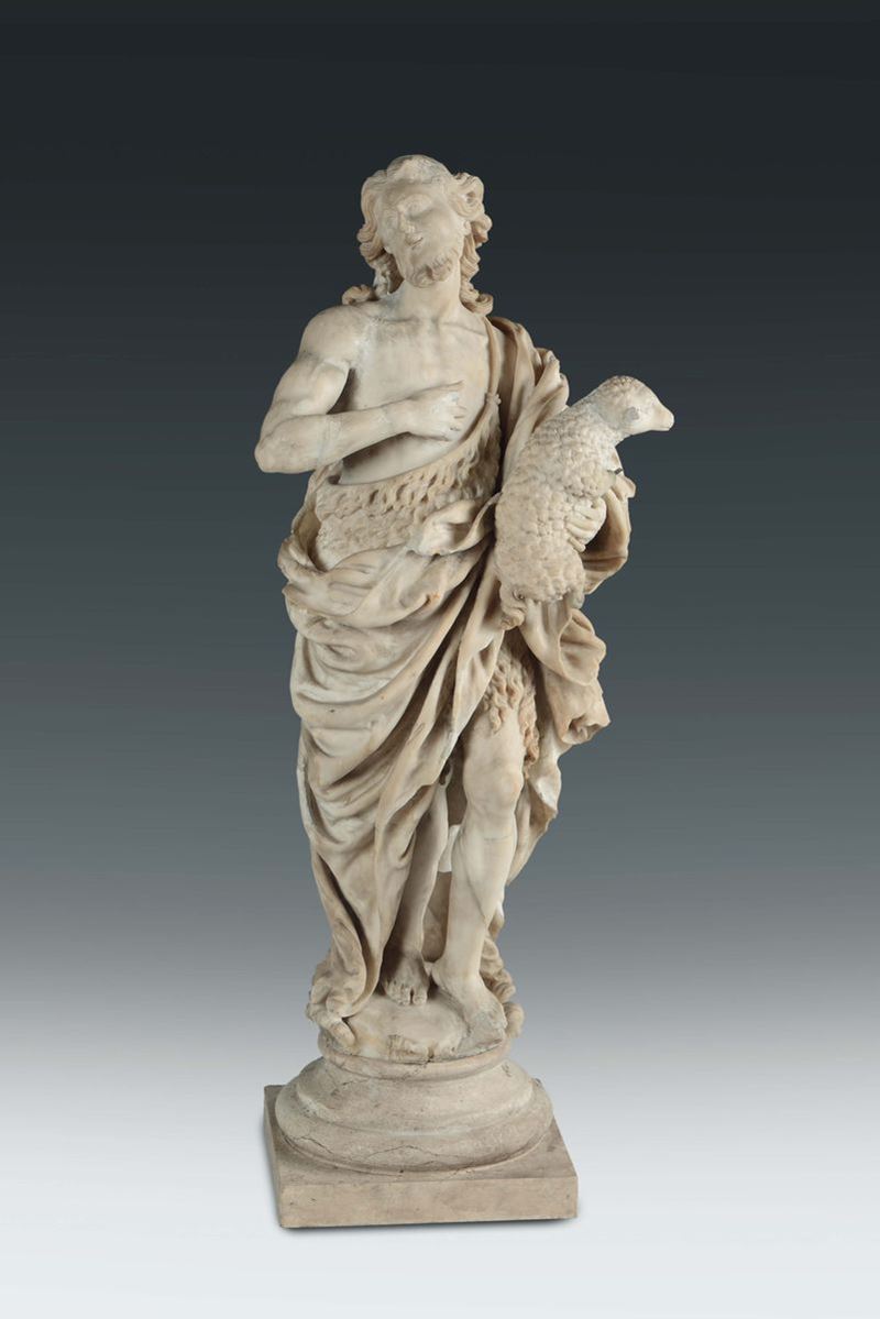 Saint John the Baptiste, alabaster sculpture, Gagini’s circle, southern Italy, probably Sicily, 16th - 17th century  - Auction Sculpture and Works of Art - Cambi Casa d'Aste