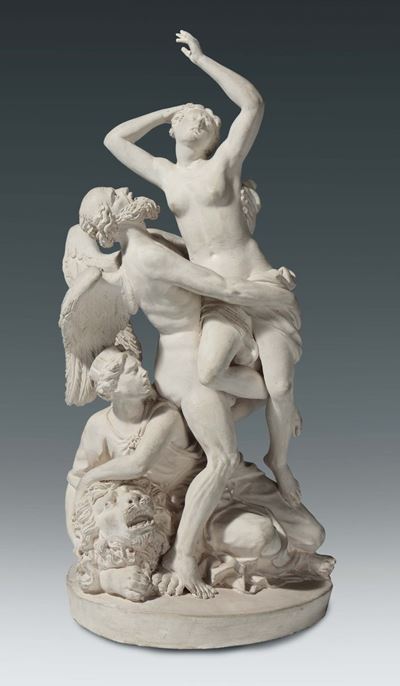 Scultura in Biscuit Raffigurante Saturno che Rapisce Cibele, Arte del XVIII Secolo