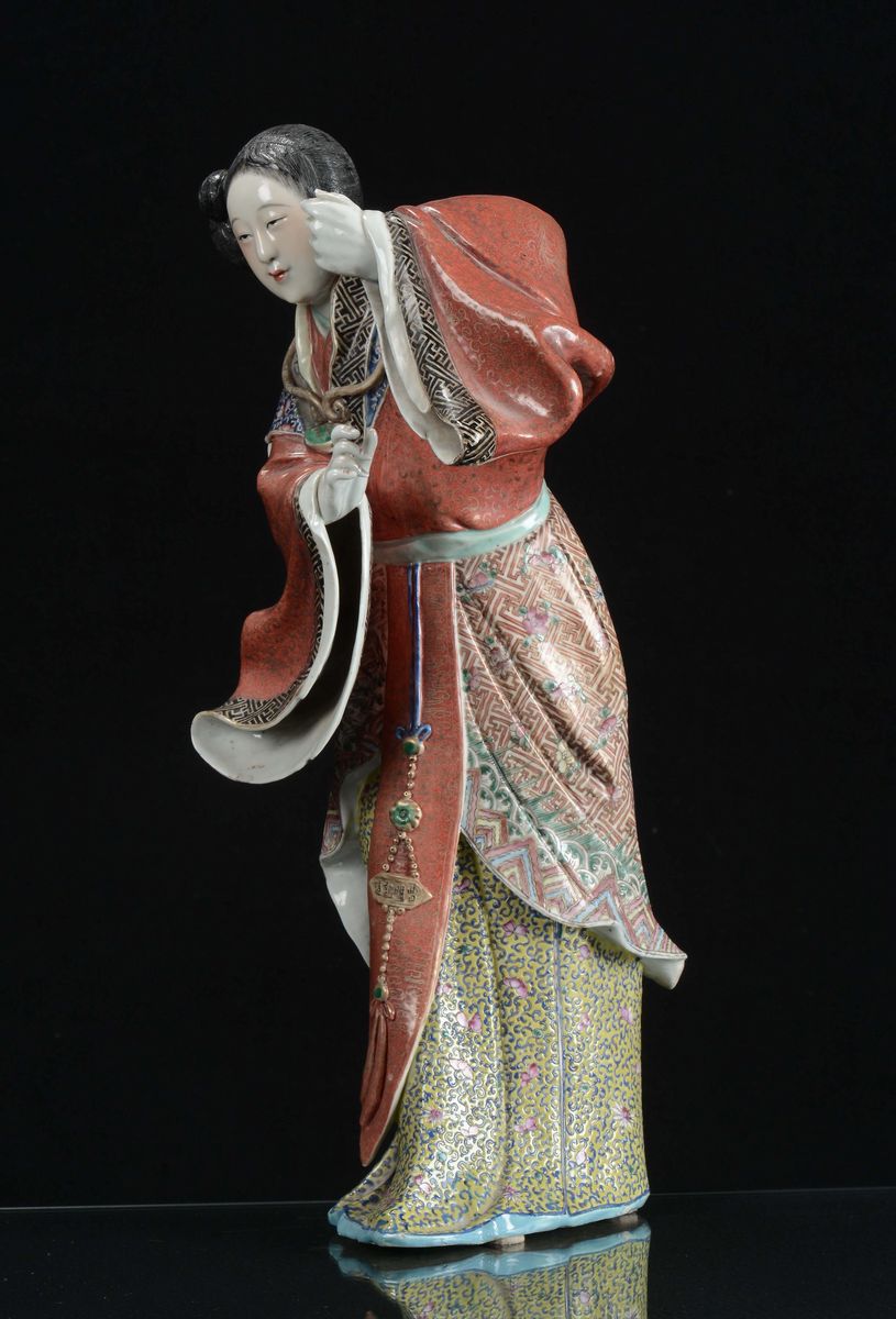 Guanyin in Porcellana a Smalti Policromi, Cina, Repubblica, XX Secolo