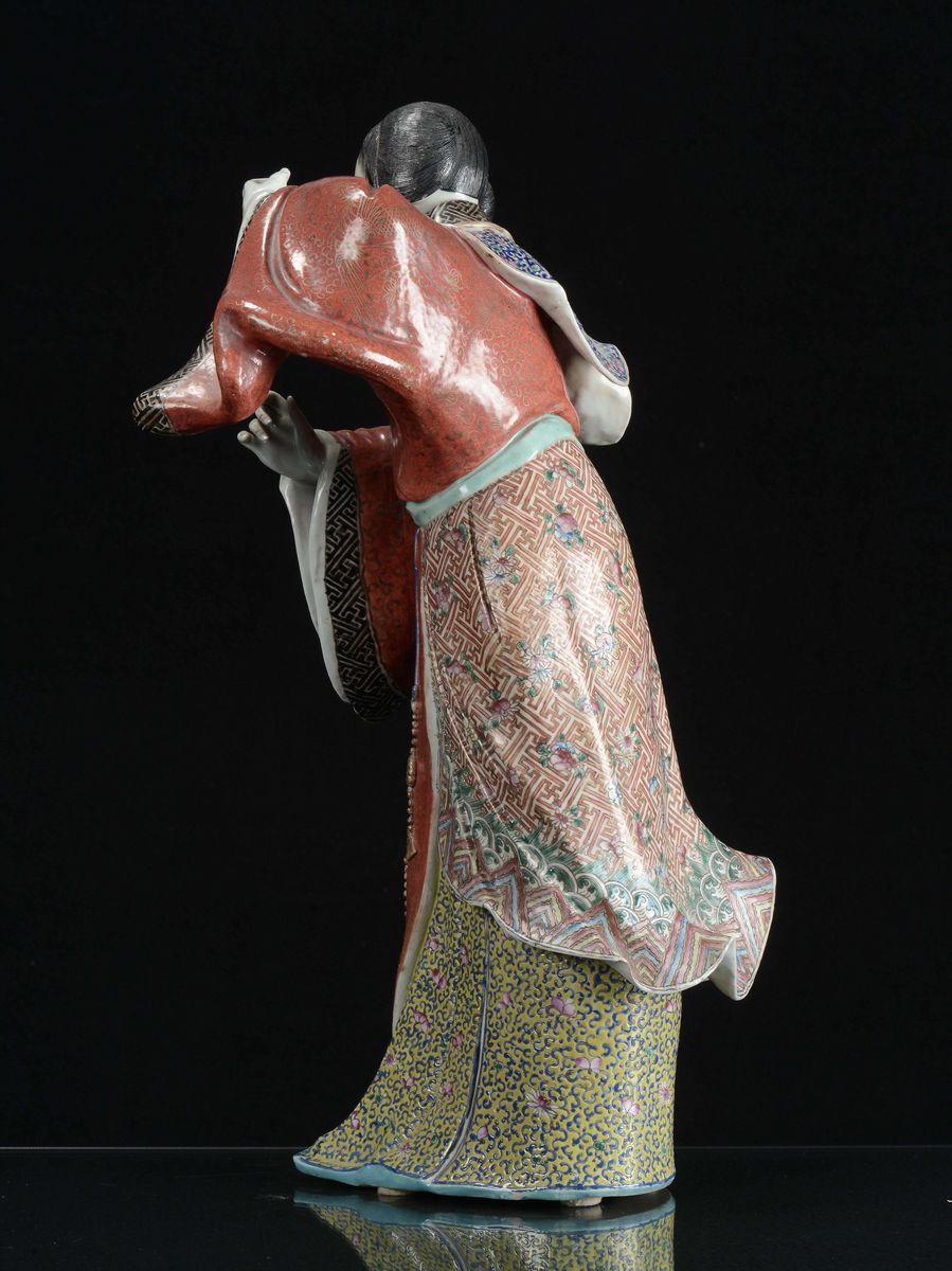 Guanyin in Porcellana a Smalti Policromi, Cina, Repubblica, XX Secolo