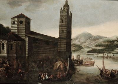 De Wael Cornelio (1592-1667), Attribuito Aveduta Marina con Architetture