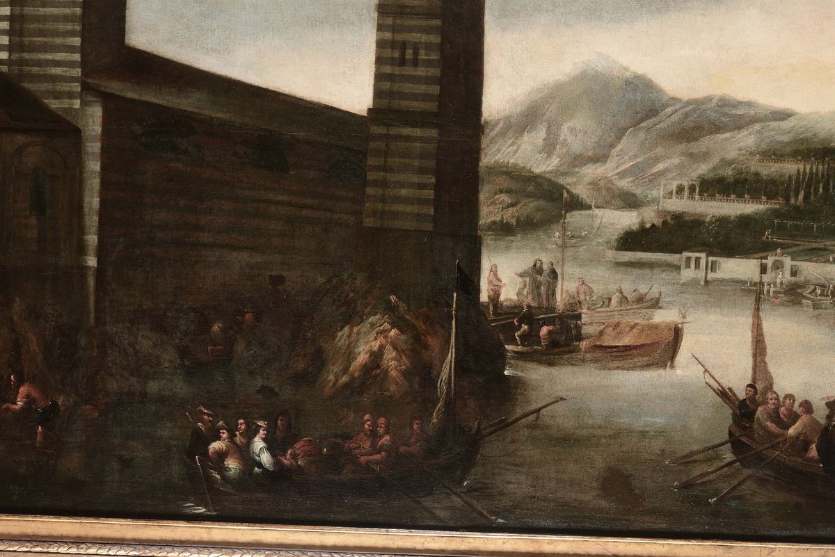 De Wael Cornelio (1592-1667), Attribuito Aveduta Marina con Architetture