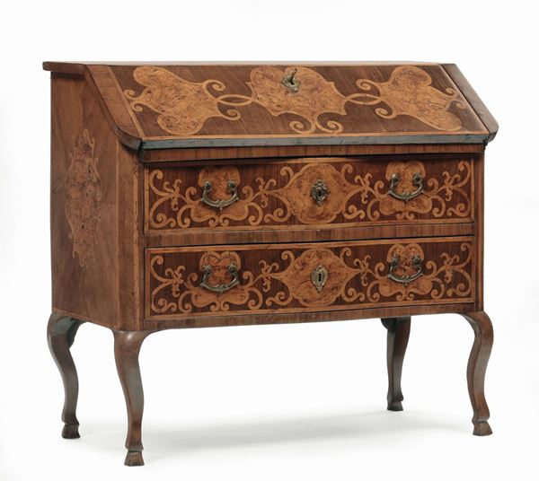 Ribalta interamente lastronata ed intarsiata, XIX secolo