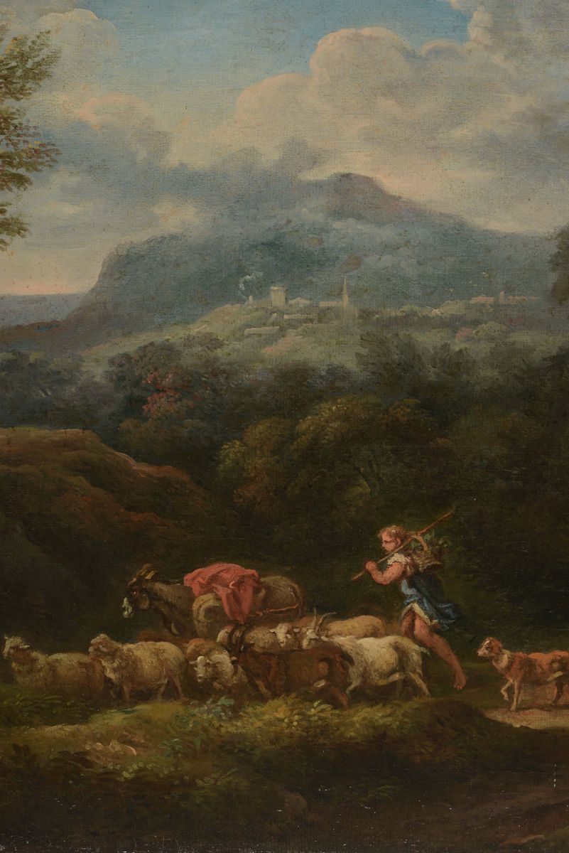 Carlo Antonio Tavella (milano 1668 - Genova 1738)paesaggio con Pastorelle