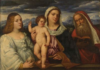 Giovanni Cariani ( San Giovanni Bianco 1490 - Venezia 1547)madonna con Bambino, Santa Maria Madda...
