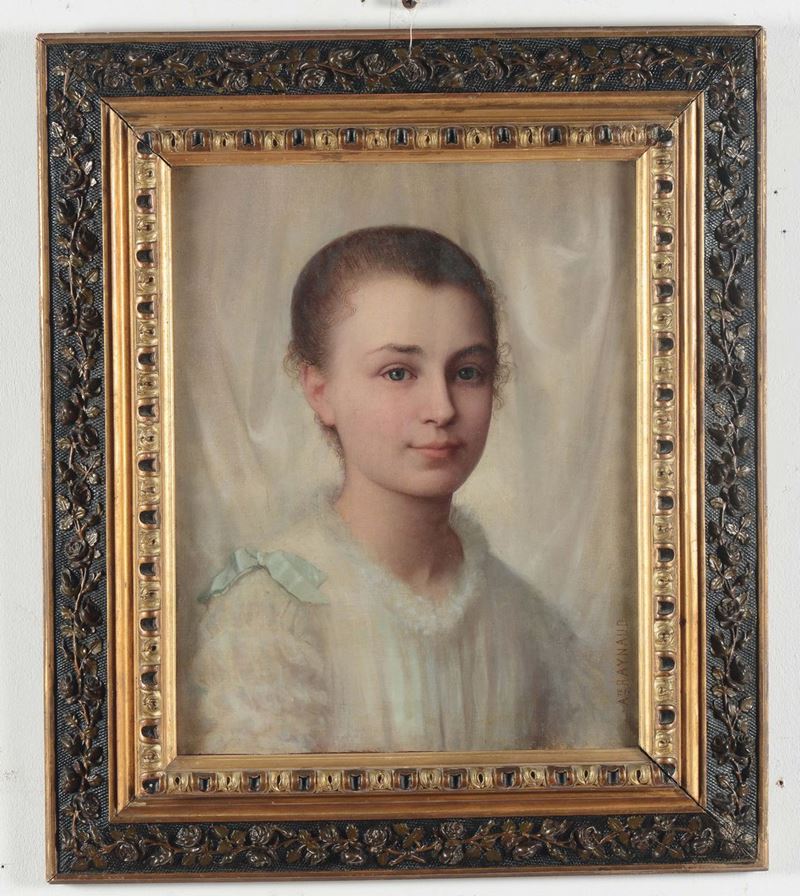 Auguste Raynaud (Nizza 1829-1896) Ritratto femminile  - Asta Dipinti del XIX e XX secolo - Cambi Casa d'Aste