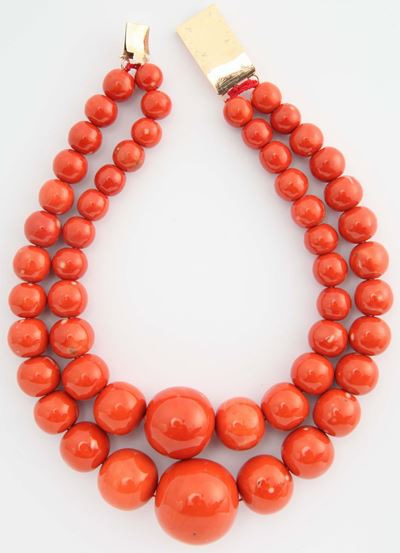 Collana a Due Fili di Corallo Mediterraneo