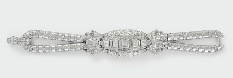 Van Cleef & Arpels N.Y. 2590. Diamond and platinum bracelet  - Auction Fine Jewels - I - Cambi Casa d'Aste