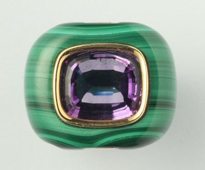 Seaman Schepps New York, Anello Firmato e Numerato in Malachite ed Ametista