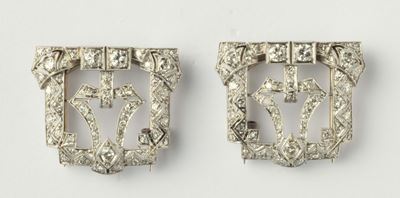 Coppia di Clips con Diamanti di Vecchio Taglio
