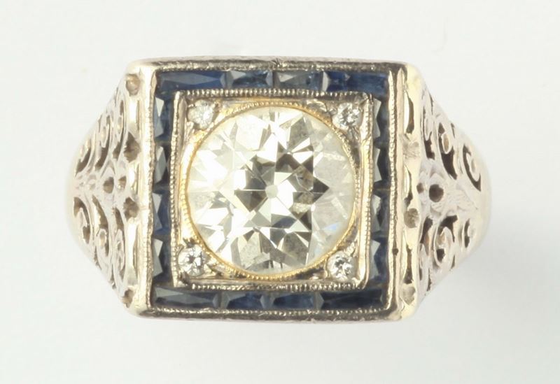 An old cut diamond and sapphire ring  - Auction Fine Jewels - I - Cambi Casa d'Aste