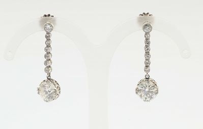 Orecchini Pendenti con Diamante di Vecchio Taglio di Ct 1,15 Circa