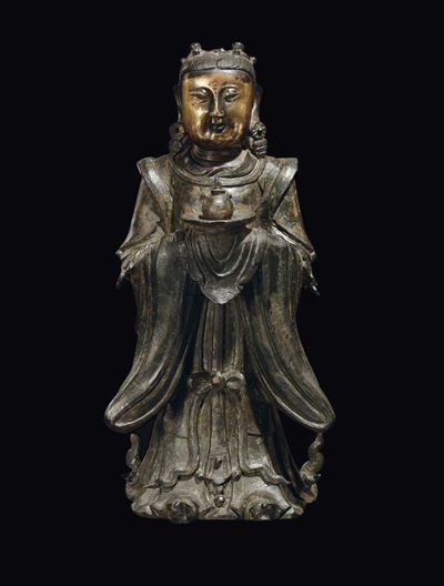 Grande Scultura di Guanyin in Bronzo, Cina, Dinastia Ming, XVII Secolo