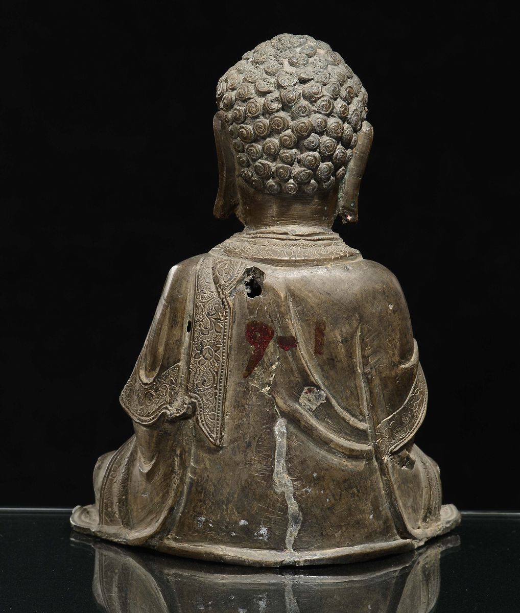 Sakyamuni in Bronzo con Svastica, Cina, Dinastia Ming, XVII Secolo