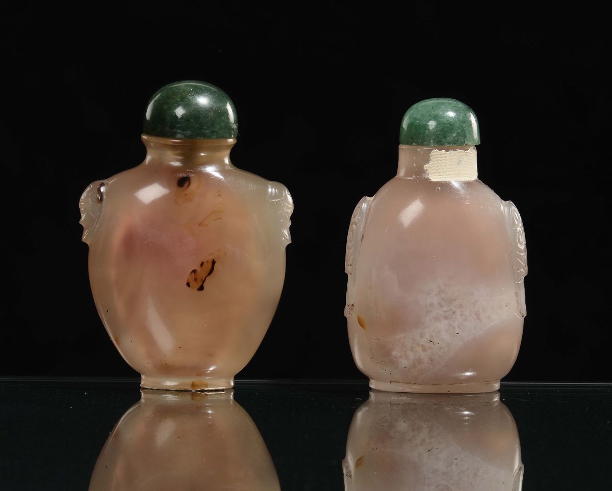 Coppia di Snuff Bottle in Agata, Cina, Dinastia Qing, XIX Secolo