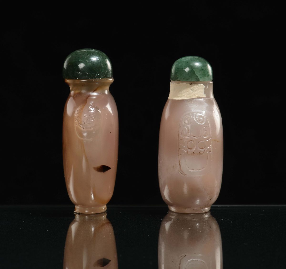Coppia di Snuff Bottle in Agata, Cina, Dinastia Qing, XIX Secolo