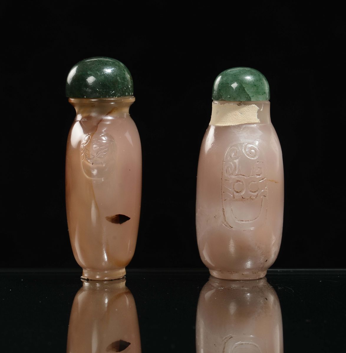 Coppia di Snuff Bottle in Agata, Cina, Dinastia Qing, XIX Secolo
