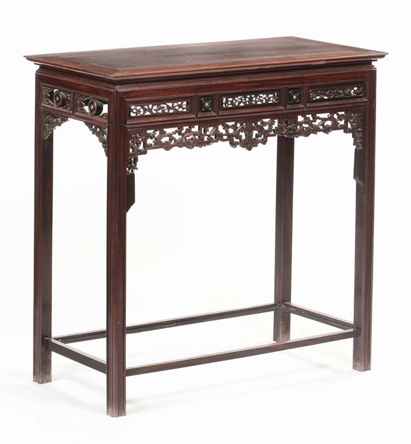 A fruitwood console table, China, Qing Dynasty, 19th century