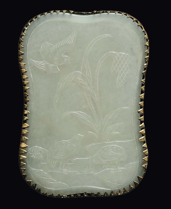 A white jade plate decorated with birds, China, Qing Dynasty, Qianlong period (1736-1796)