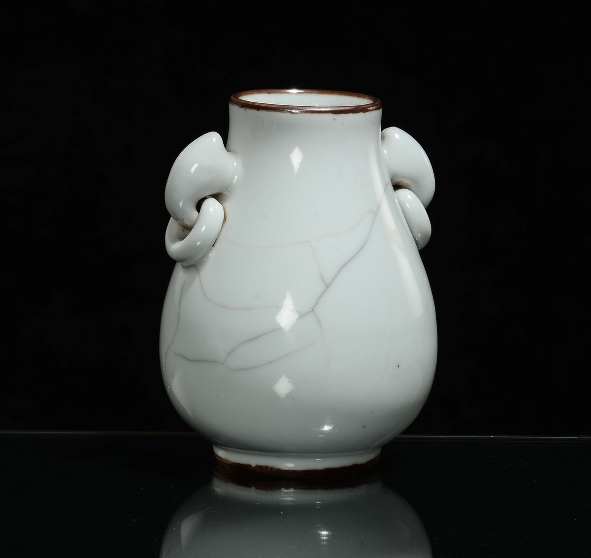 Vaso a Doppia Ansa in Porcellana Claire De Lune, Cina, XX Secolo