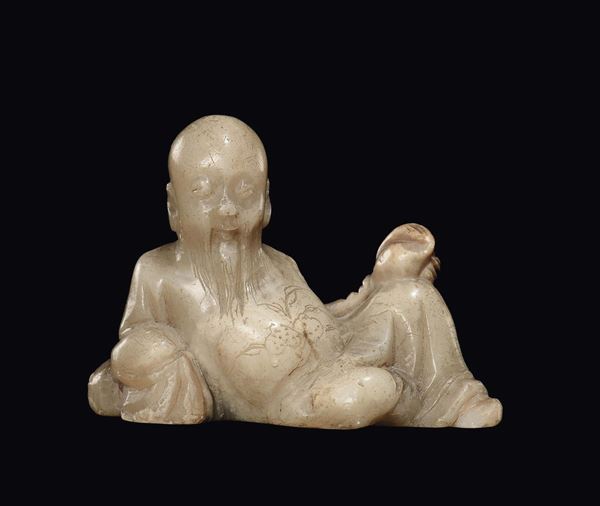 Figura di saggio in saponaria, Cina, Dinastia Qing, XVIII secolo