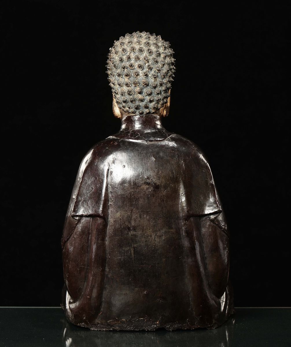 Grande Buddha in Bronzo Laccato e Dorato, Cina, Dinastia Ming, XVII Secolo