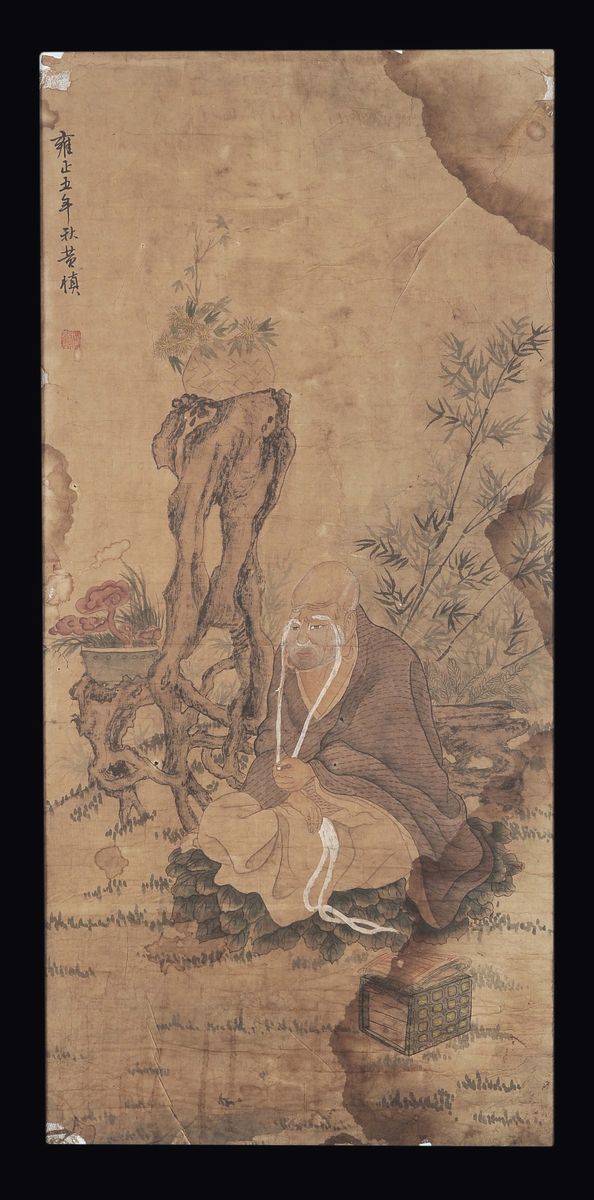 Quattro Pannelli con Raffigurazioni di Saggi e Scene di Vita Orientale, Cina, Dinastia Qing, Iniz...
