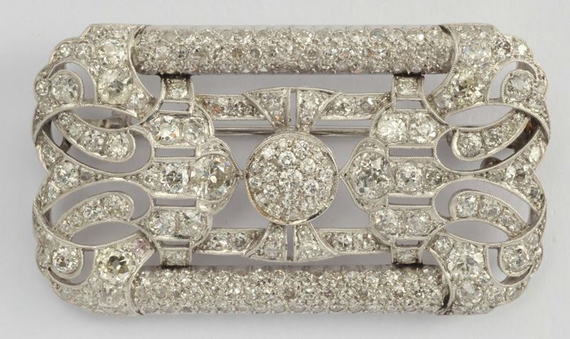 A diamond and platinum brooch  - Auction Fine Jewels - I - Cambi Casa d'Aste