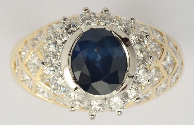 A sapphire, diamond and gold ring  - Auction Fine Jewels - I - Cambi Casa d'Aste