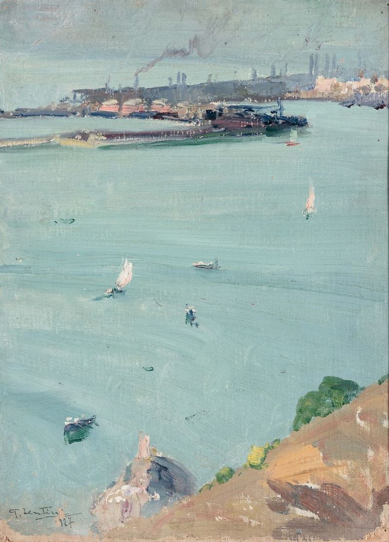Giovanni Lentini (1882-1948) Porto di Savona, 1927  - Auction 19th and 20th Century Paintings - Cambi Casa d'Aste