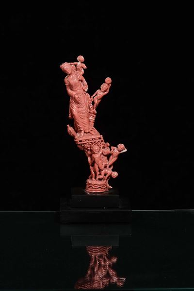 Venere con Bambini in Corallo, Cina, Dinastia Qing, Inizio XX Secolo