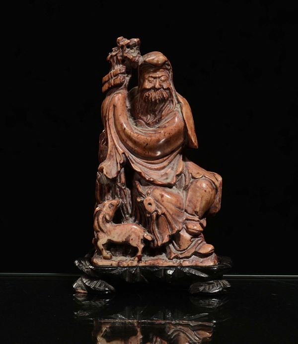 A soapwort wiseman with goat, China, Qing Dynasty, 19th century