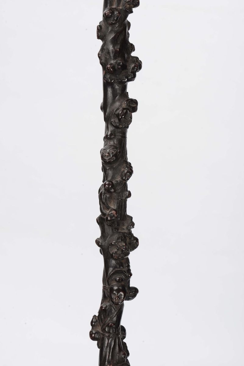 Bastone in Legno Scolpito, Cina, Dinastia Qing, XIX Secolo