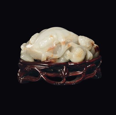 Rana in Giada Celadon e Russet, Cina, Dinastia Qing, Epoca Qianlong (1736-1796)