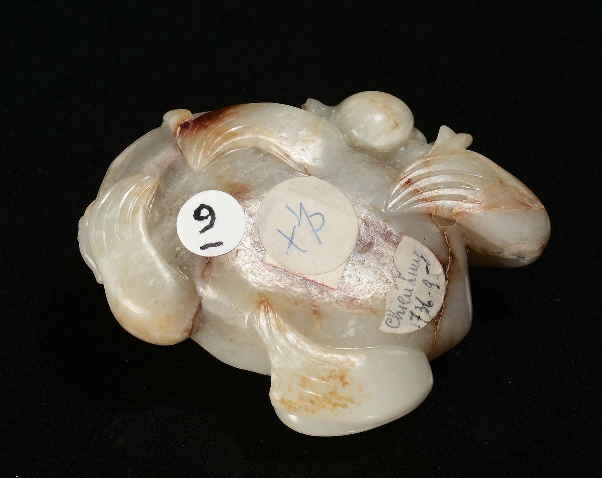 Rana in Giada Celadon e Russet, Cina, Dinastia Qing, Epoca Qianlong (1736-1796)
