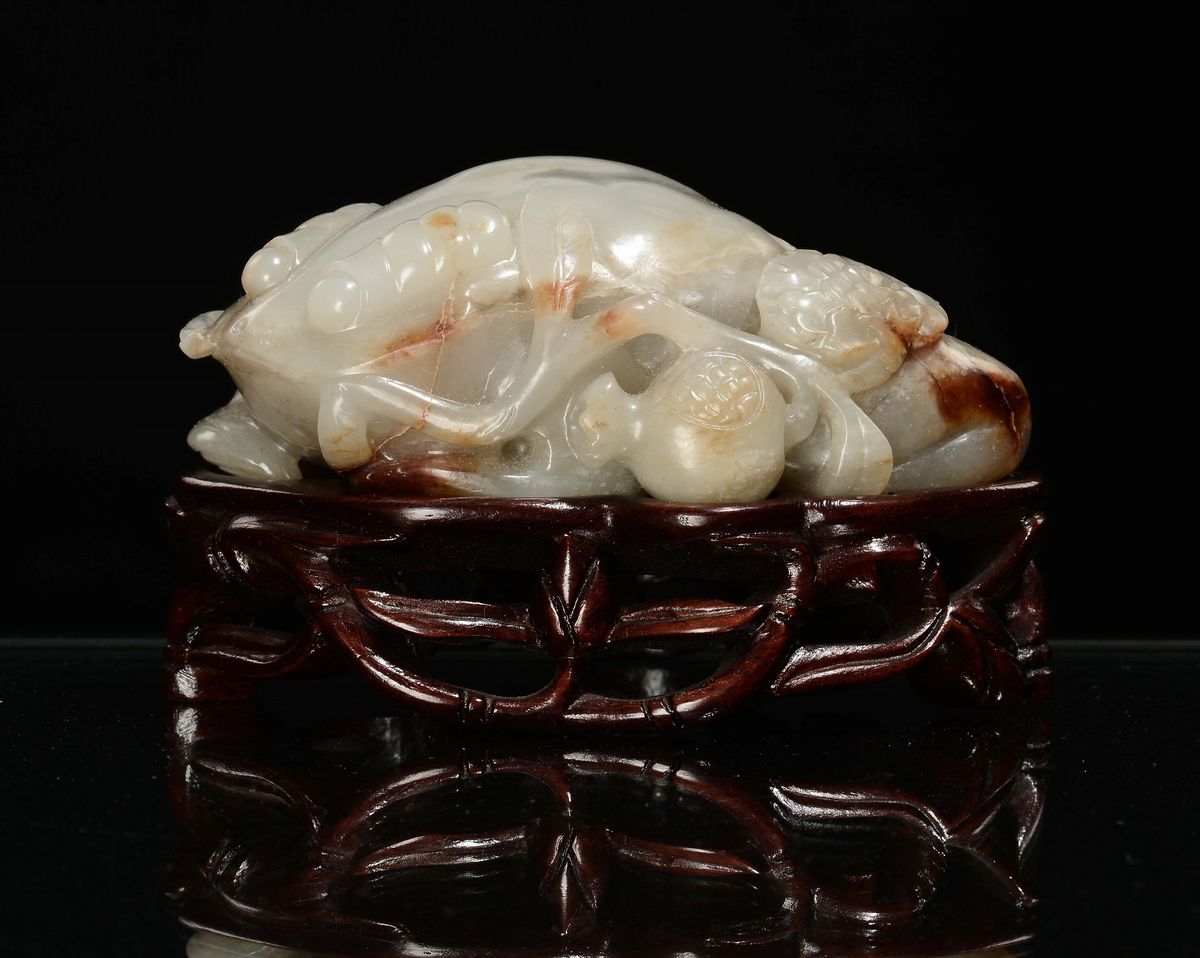 Rana in Giada Celadon e Russet, Cina, Dinastia Qing, Epoca Qianlong (1736-1796)