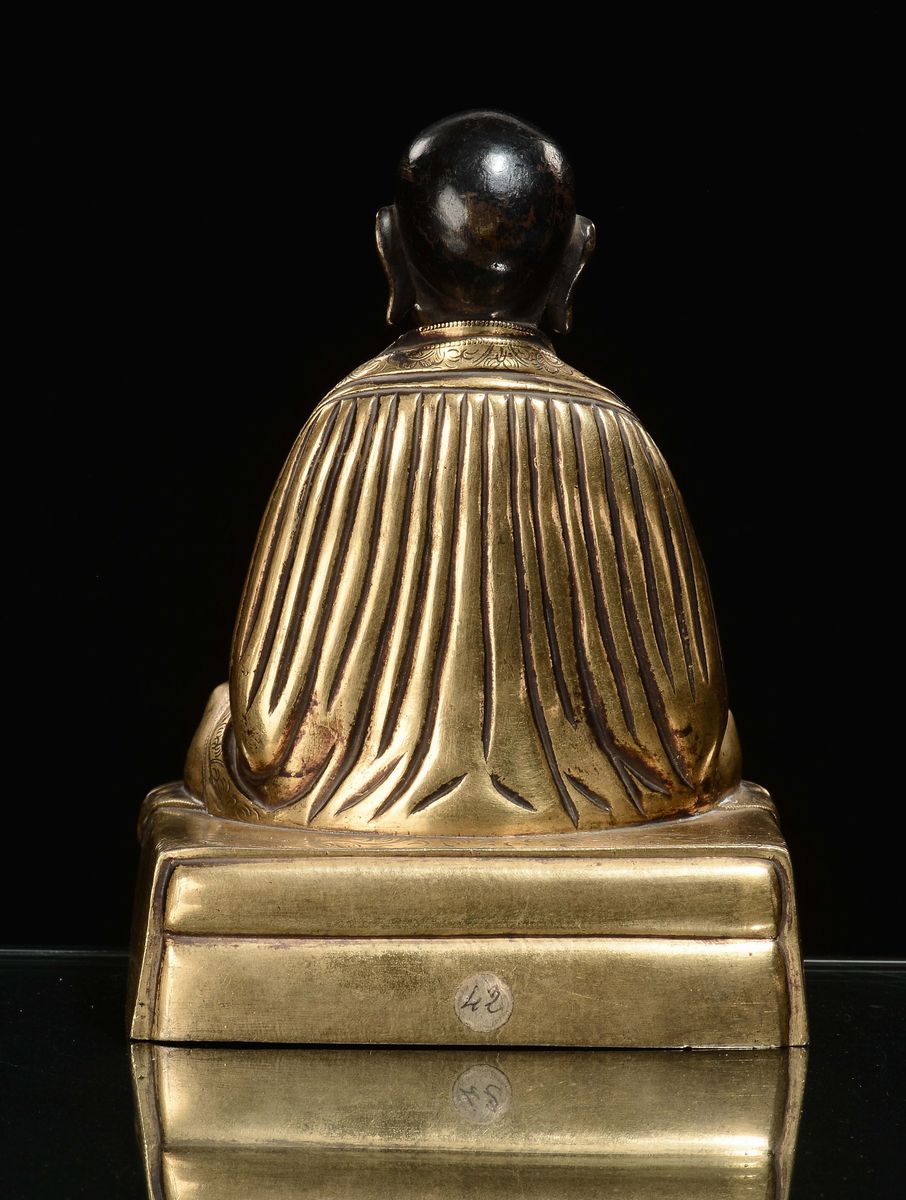 Bronzo Dorato Raffigurante Zaya Pandita, Cina, Tibet, Epoca Qianlong (1736-1796)