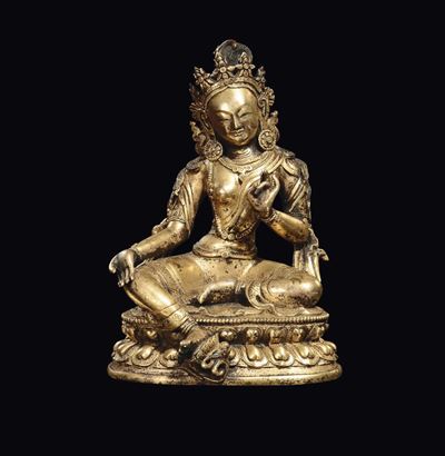 Bronzo Dorato Raffigurante Syama-tara, Cina, Dinastia Qing, Epoca Qianlong (1736-1796)