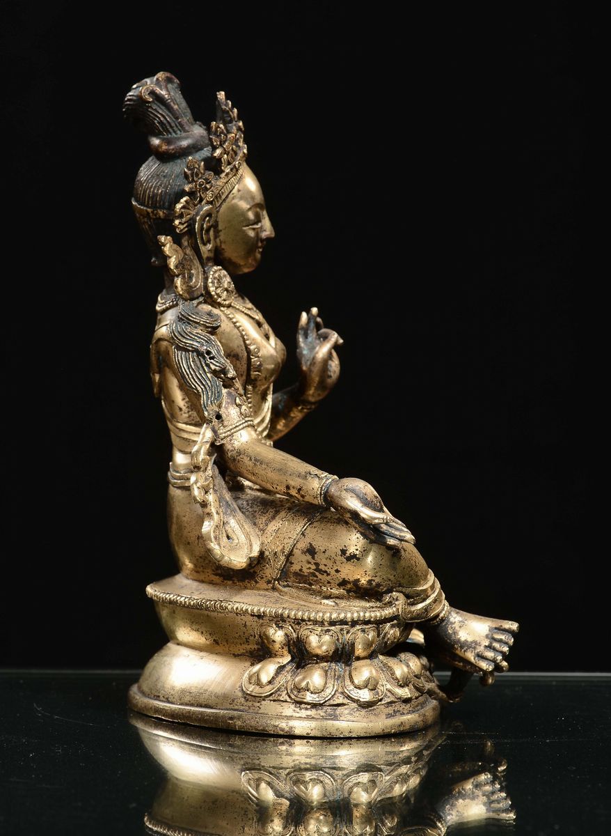 Bronzo Dorato Raffigurante Syama-tara, Cina, Dinastia Qing, Epoca Qianlong (1736-1796)